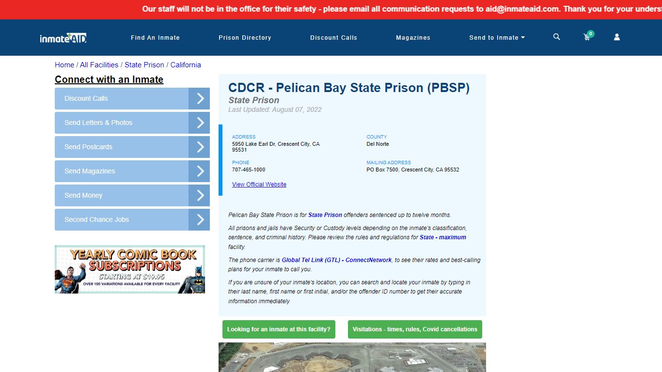 CDCR - Pelican Bay State Prison (PBSP) & Inmate Search ...